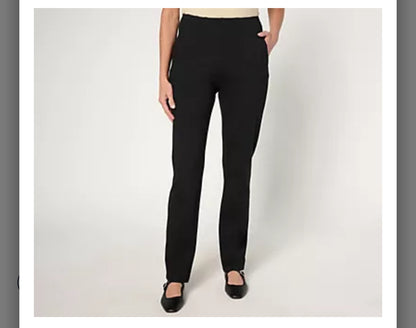 Belle by Kim Gravel Petite Ponte Hollywood Waist Full Length Pants