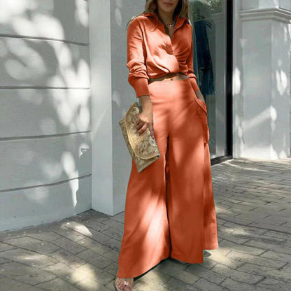 Women's Plus Size Wide Leg Elegant Pant Set