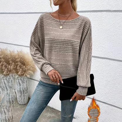 Women’s Textured Round-Neck Long-Sleeve Pullover