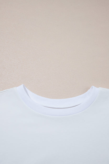 White Loose Half Sleeve Hi Low Hem T Shirt