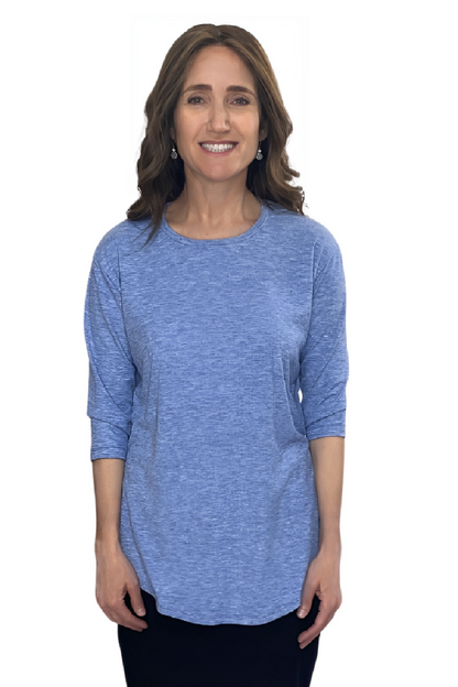 Curved Hem Relaxed Fit 3/4 Sleeve Tee
