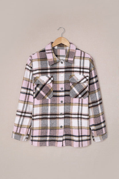 Plaid Pocketed Button Front Shacket