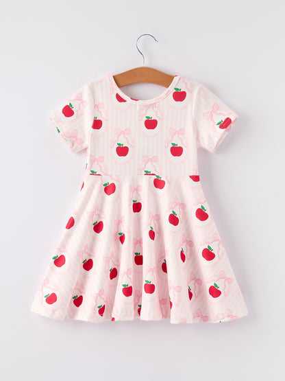 Back to School Apple Striped Sweet Girl Dress