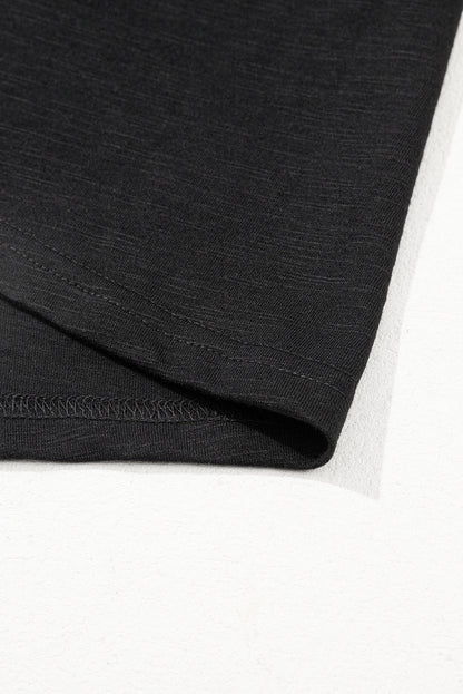 Black Layered Ruffle Short Sleeve Round Neck Top