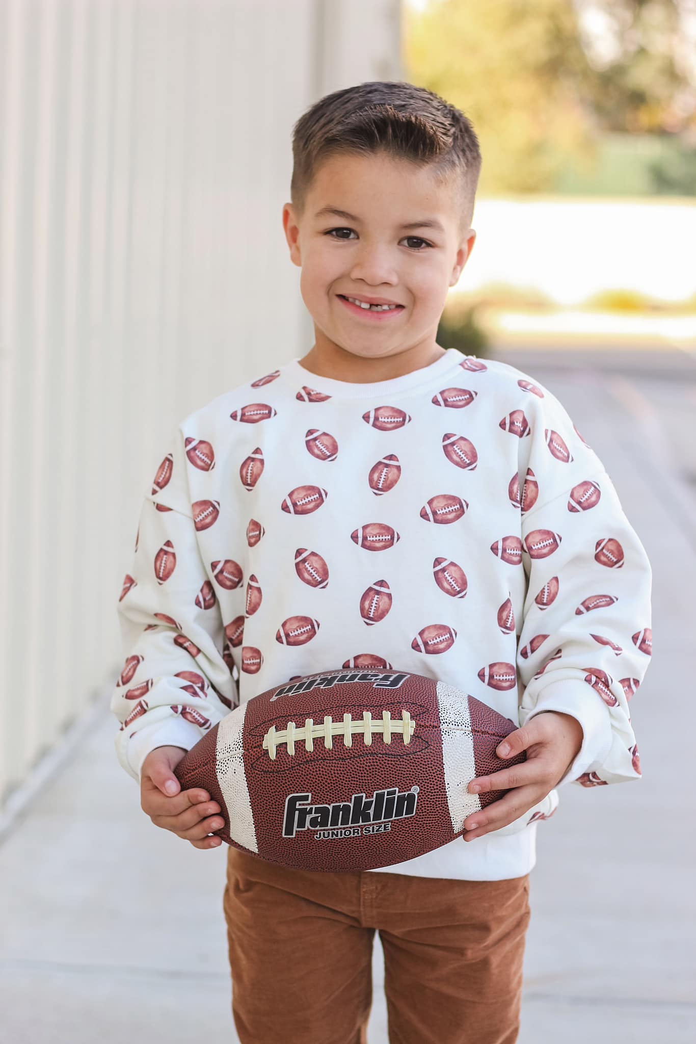 Football Print Crewneck Sweatshirt