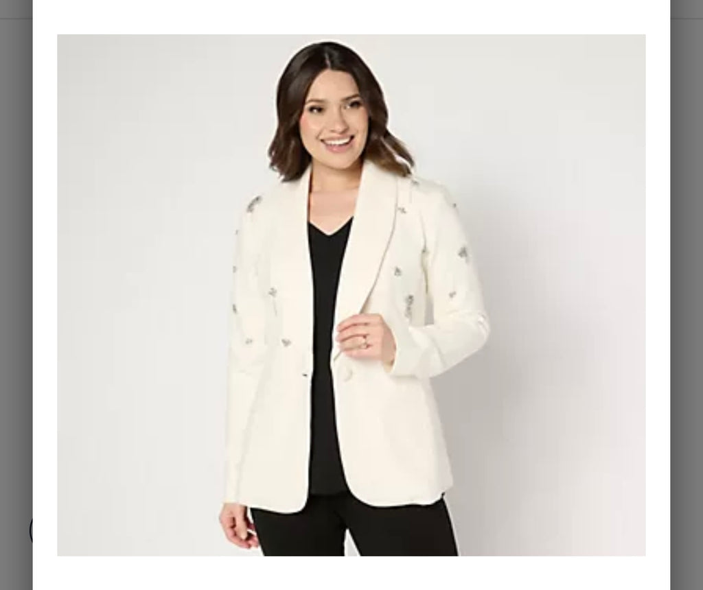 GRAVER Susan Graver Embellished Ponte Shawl Collar Blazer