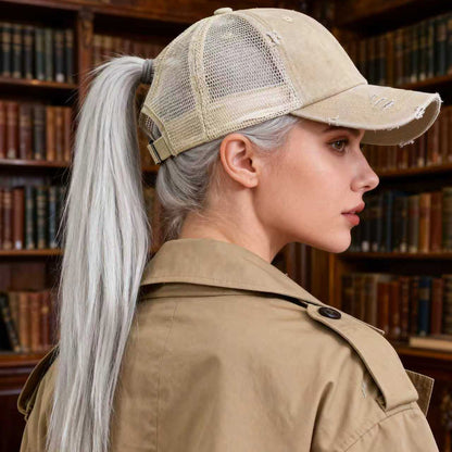 Distressed Washed Mesh Baseball Cap – Frayed Unisex Hat for Outdoor & Daily Wear