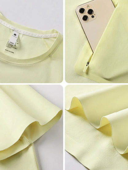 Men's Plus Size Quick-Dry T-Shirt with Zipper Pocket