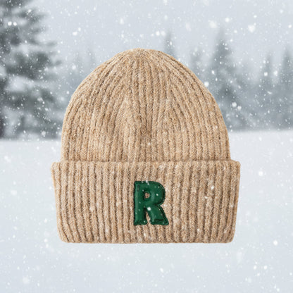 Loose Big-Head Woolen Cap with Letter Design — Oversize Winter Wool Hat