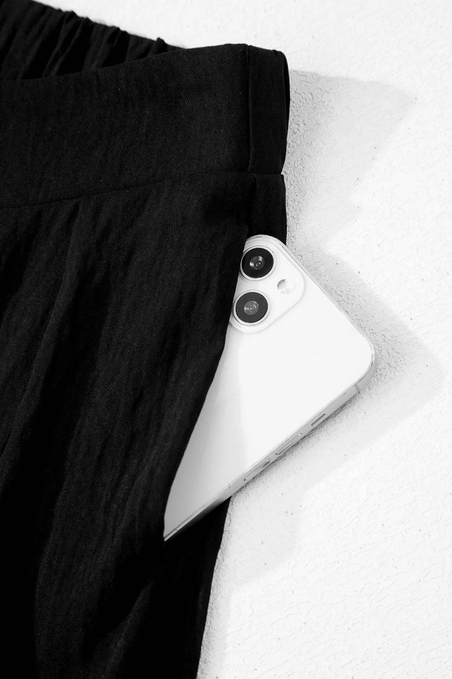 Solid Textured Crossed Waist Wide Leg Pants