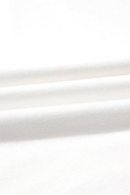 White Color Block Patchwork Half Sleeve Oversized T Shirt