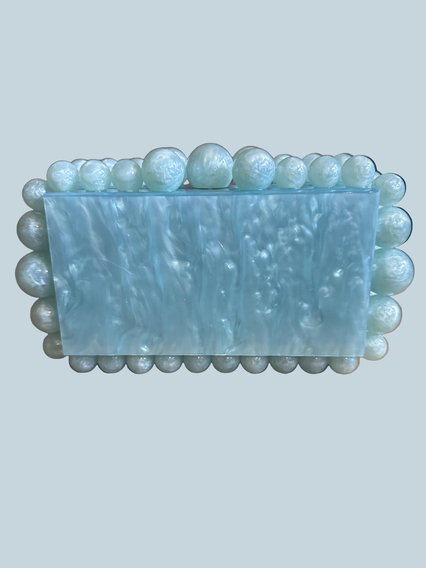 Acrylic Evening Clutch bag. Light Blue like New.