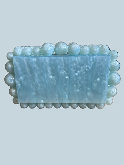 Acrylic Evening Clutch bag. Light Blue like New.