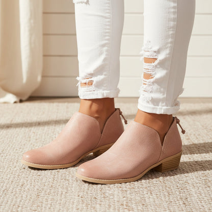 Women's Retro Chunky Heel Ankle Boots – Block Heel Faux Suede