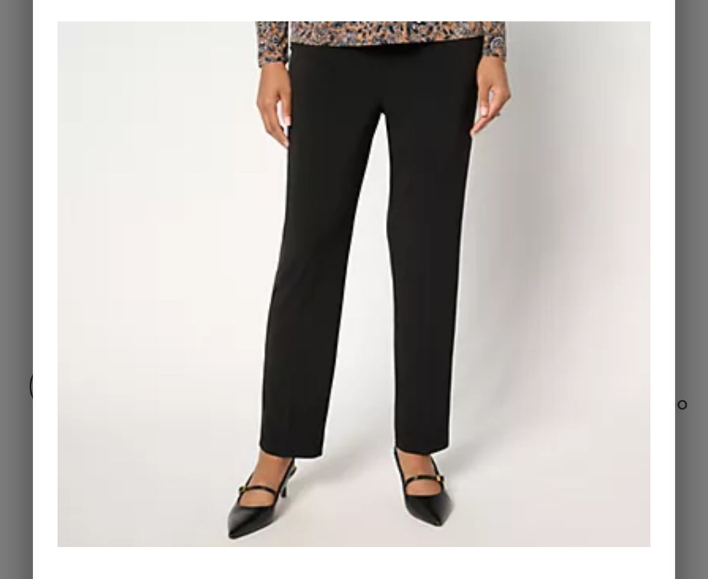 Susan Graver Modern Essentials Regular Liquid Knit Slim Pant. Black/Large