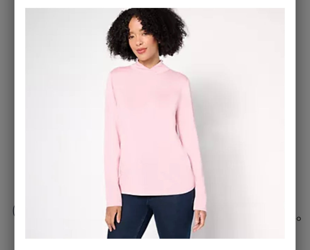 Attitudes by Renee Crossover Mock Neck Top/ Antique pink/Medium