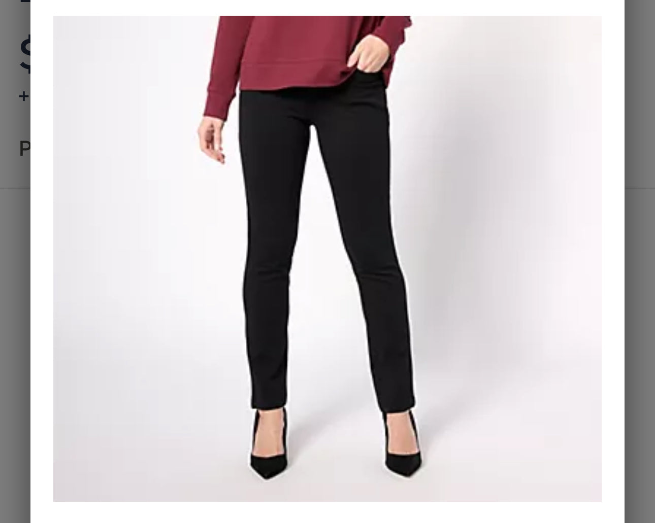 Belle by Kim Gravel Petite Perfect Ponte Straight Leg Pant. Black/10