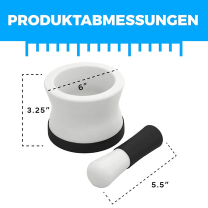 EZ-Grip Silicone & Porcelain Mortar and Pestle With Non-Slip Detachable Silicone Base - NEW DESIGN - Dishwasher Safe by Cooler Kitchen