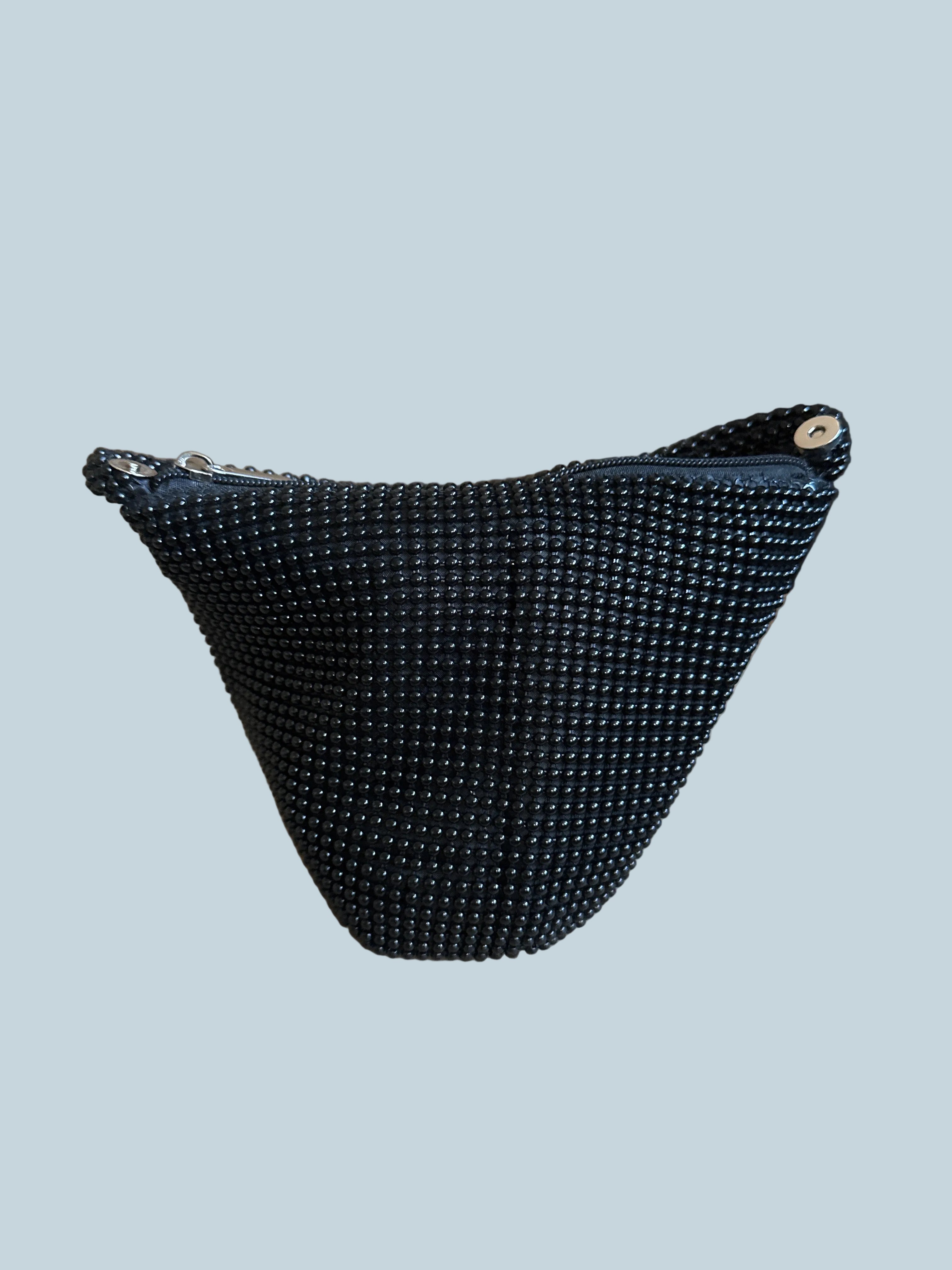 Beaded Evening Clutch Bag. Black