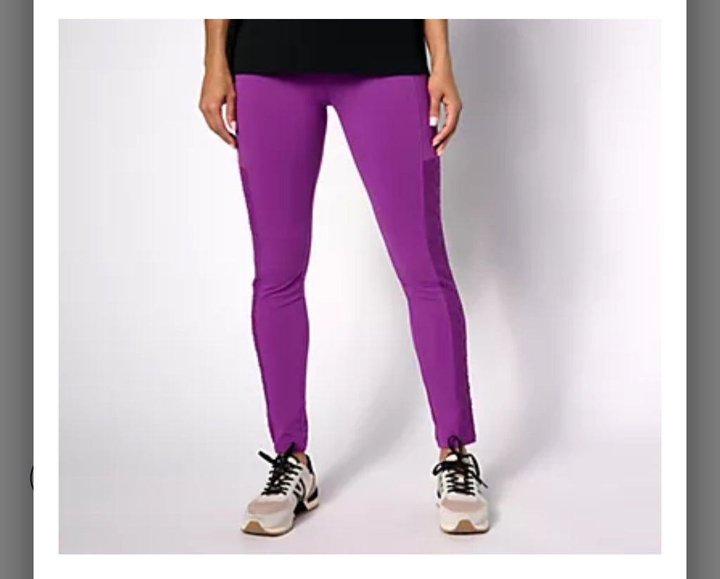 LOGO Layers by Lori Goldstein Regular Leggings w/ Lace Panel. XXL