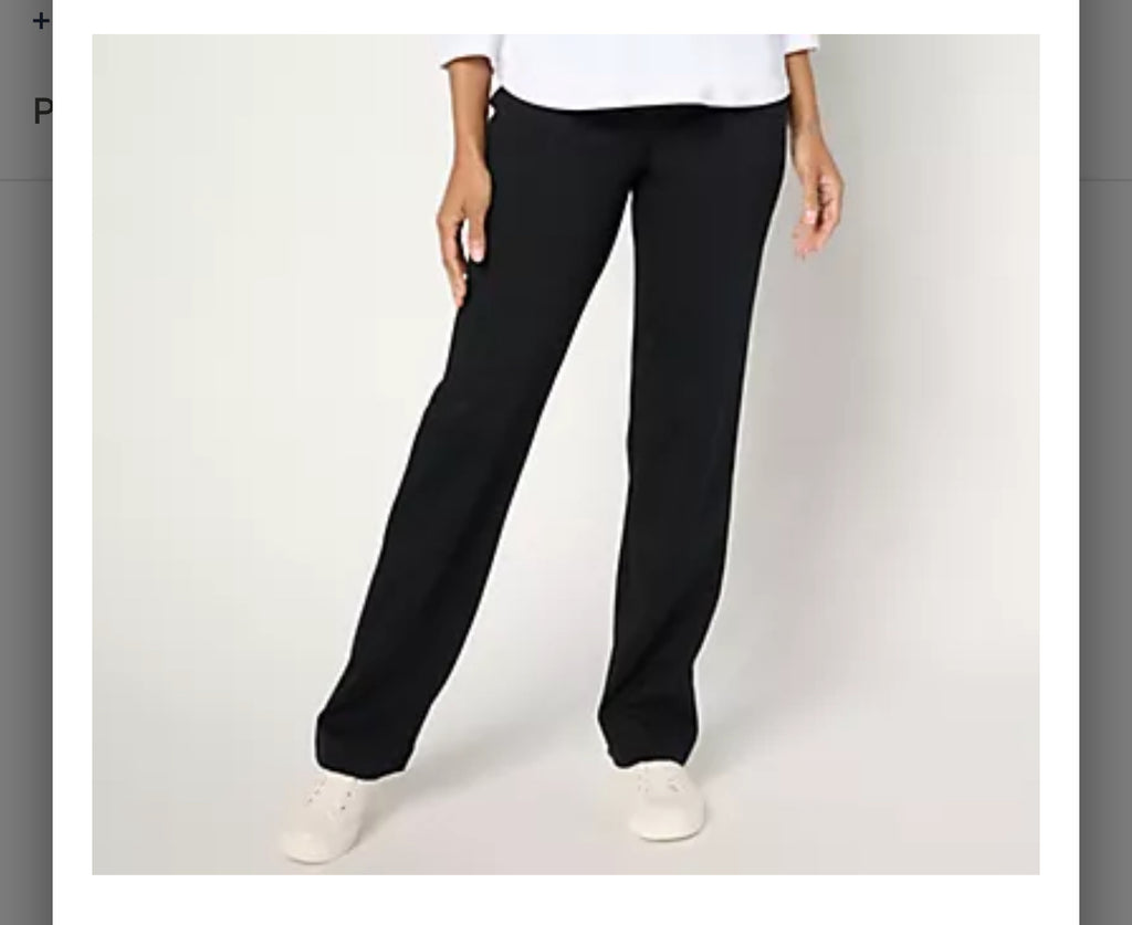 "As Is" Isaac Mizrahi Live! Tall Essentials Pima Flex Straight Pants. Black/X-Large