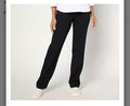 "As Is" Isaac Mizrahi Live! Tall Essentials Pima Flex Straight Pants. Black/X-Large