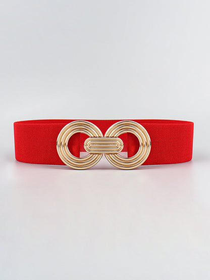 Geometric Buckle Elastic Wide Belt