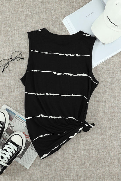 Apricot Allover Leopard Print Round Neck Tank Top