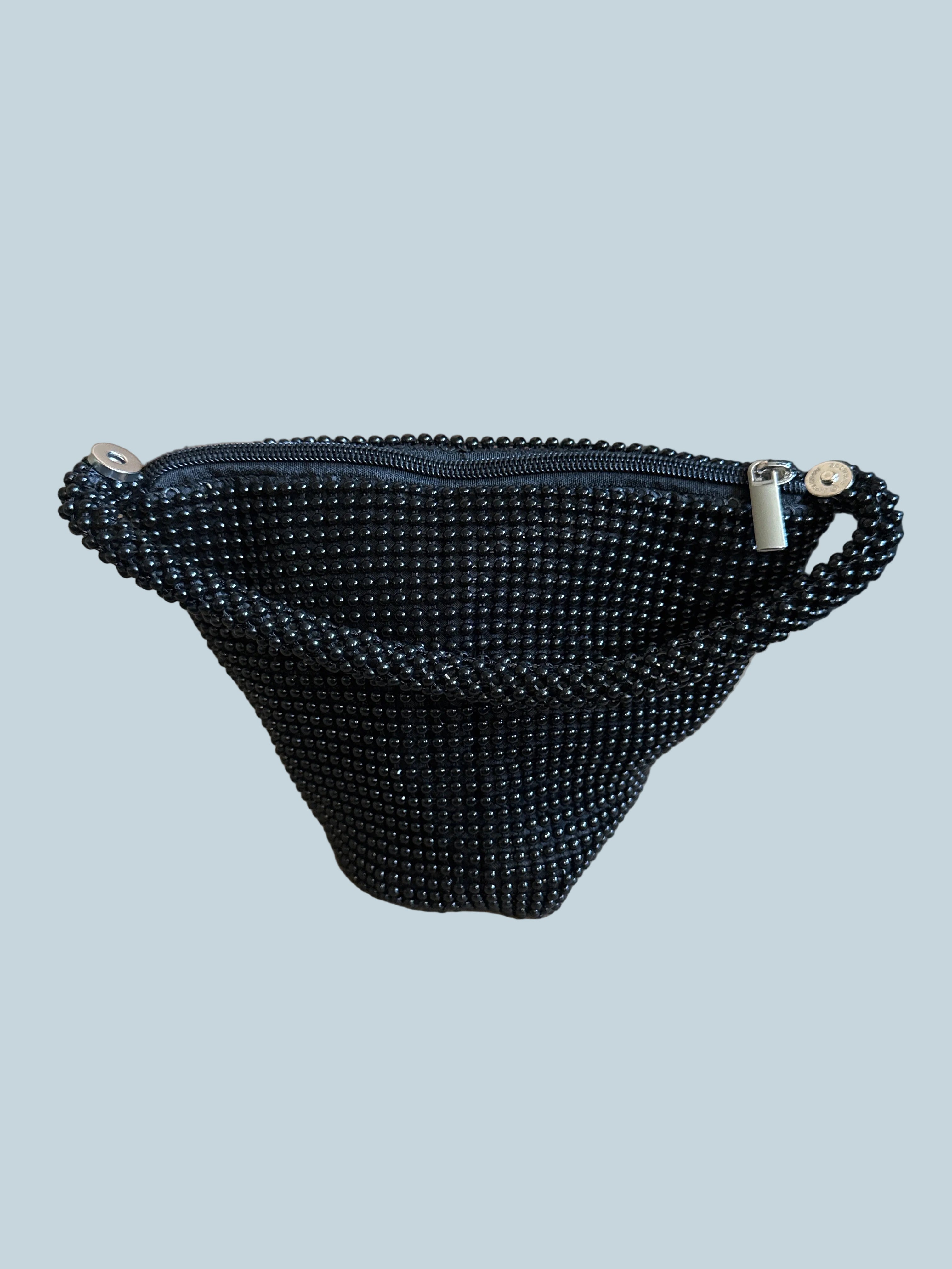 Beaded Evening Clutch Bag. Black