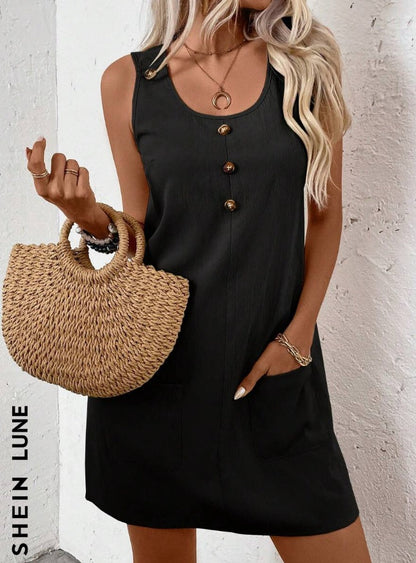 Women’s Solid‑Color Sleeveless A‑Line Dress