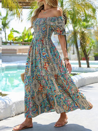 Women’s Paisley One‑Shoulder Maxi Dress
