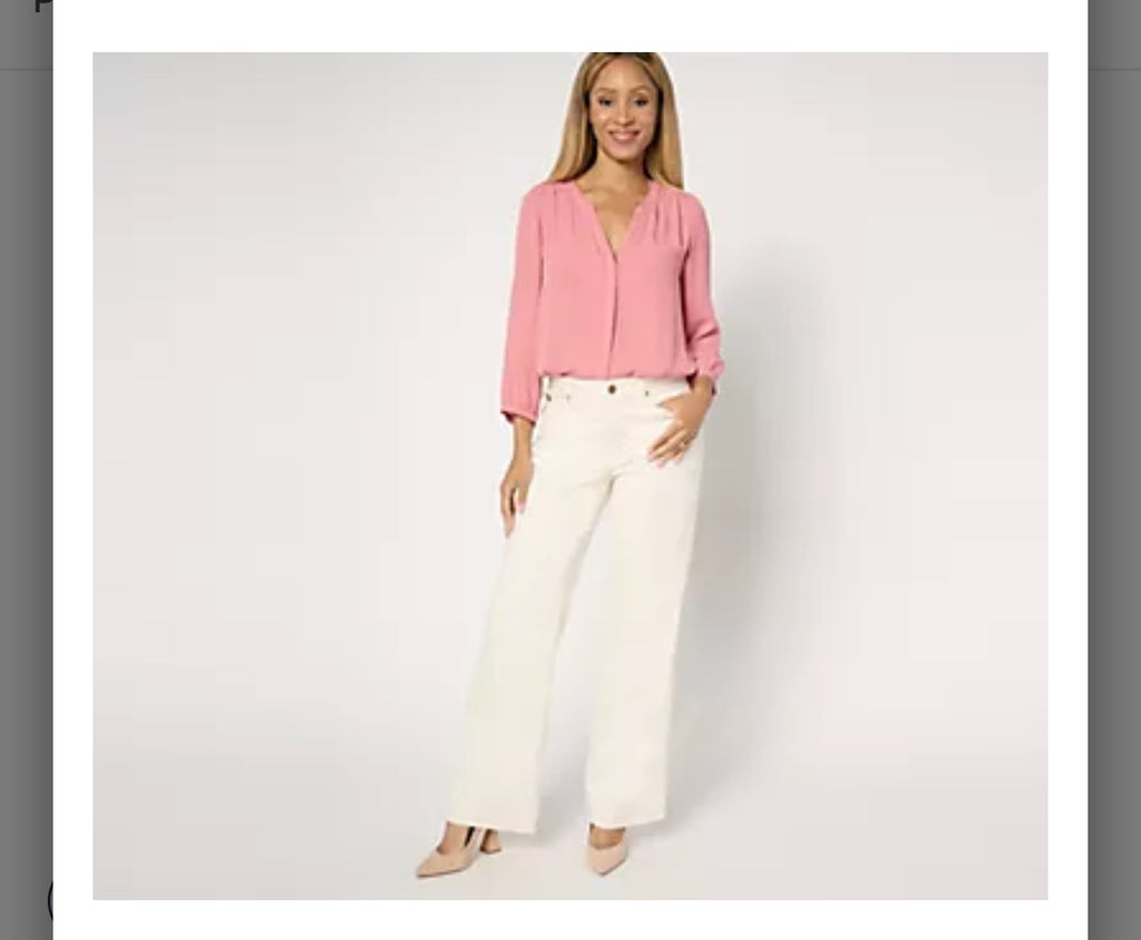 Belle by Kim Gravel Petite TripleLuxe Twill Dressy Trouser Jean. Seed/Petite 16