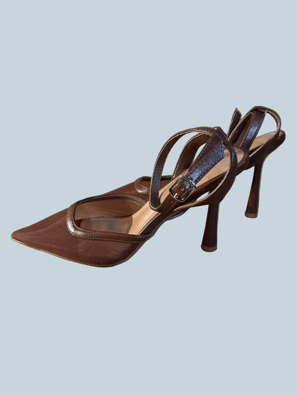 Women Open Back Mesh Heeled pump Shoe Sandals. Like New. Size 7