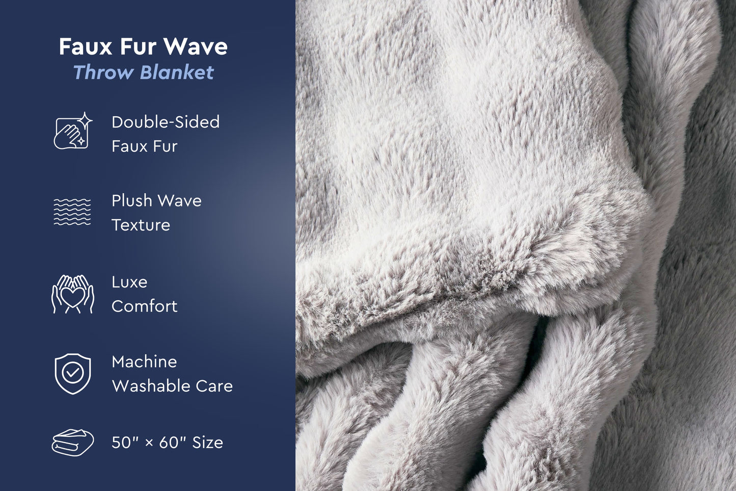 Faux Fur Wave Throw Blanket