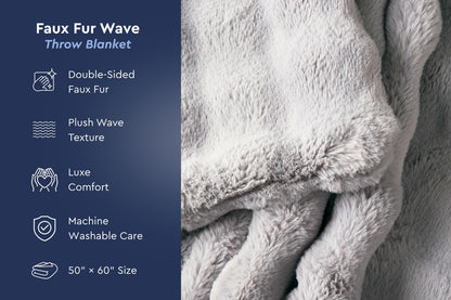 Faux Fur Wave Throw Blanket