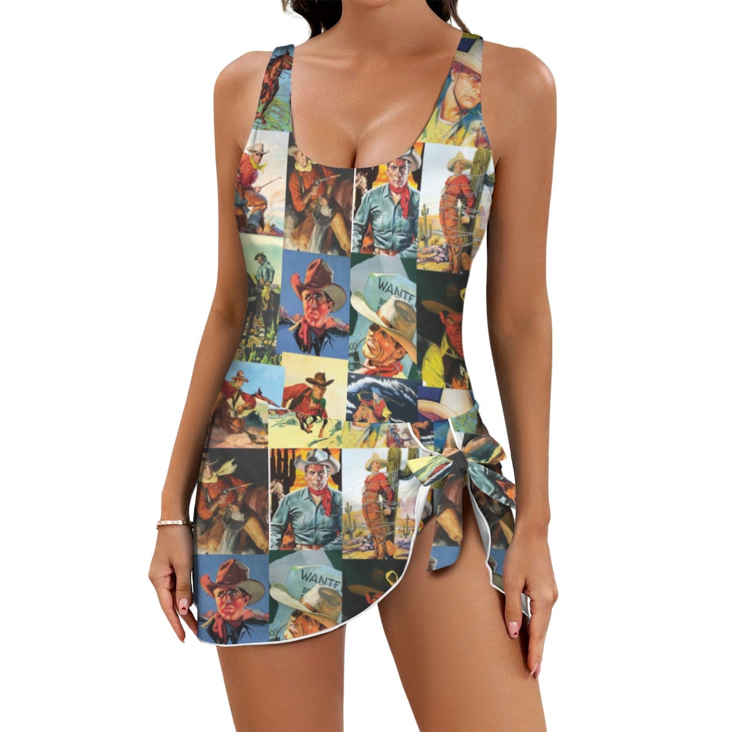 Baha Ranch Vintage Cowboy Skirted Swimsuit