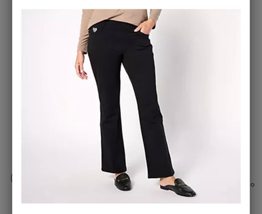 Quacker Factory Short DreamJeannes Flat Waistband Bootcut Jeans