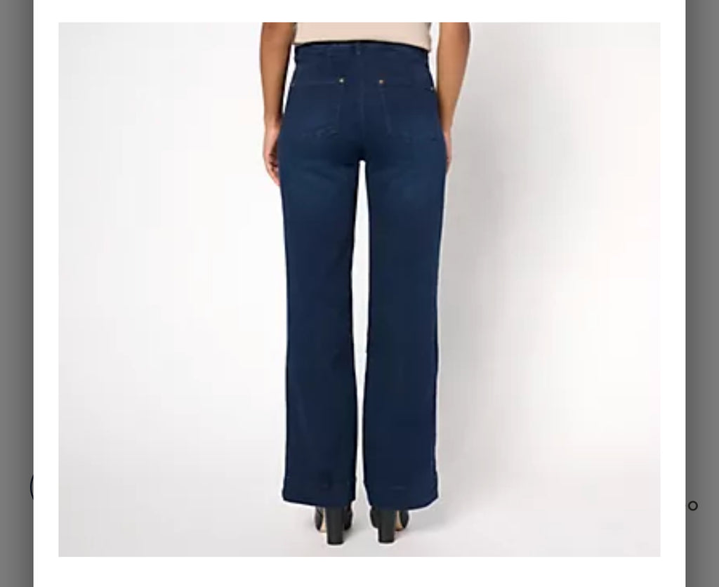 Belle by Kim Gravel Regular TripleLuxe Denim Dressy Trouser Jean. Rinse Wash/ Regular 14