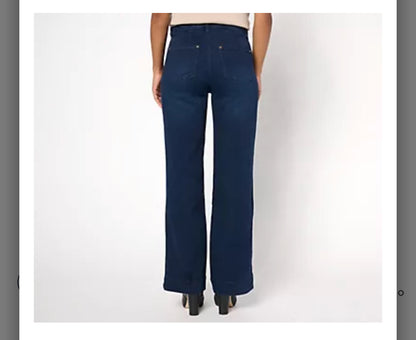 Belle by Kim Gravel Regular TripleLuxe Denim Dressy Trouser Jean. Rinse Wash/ Regular 14