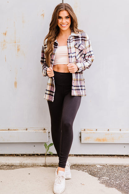 Plaid Pocketed Button Front Shacket