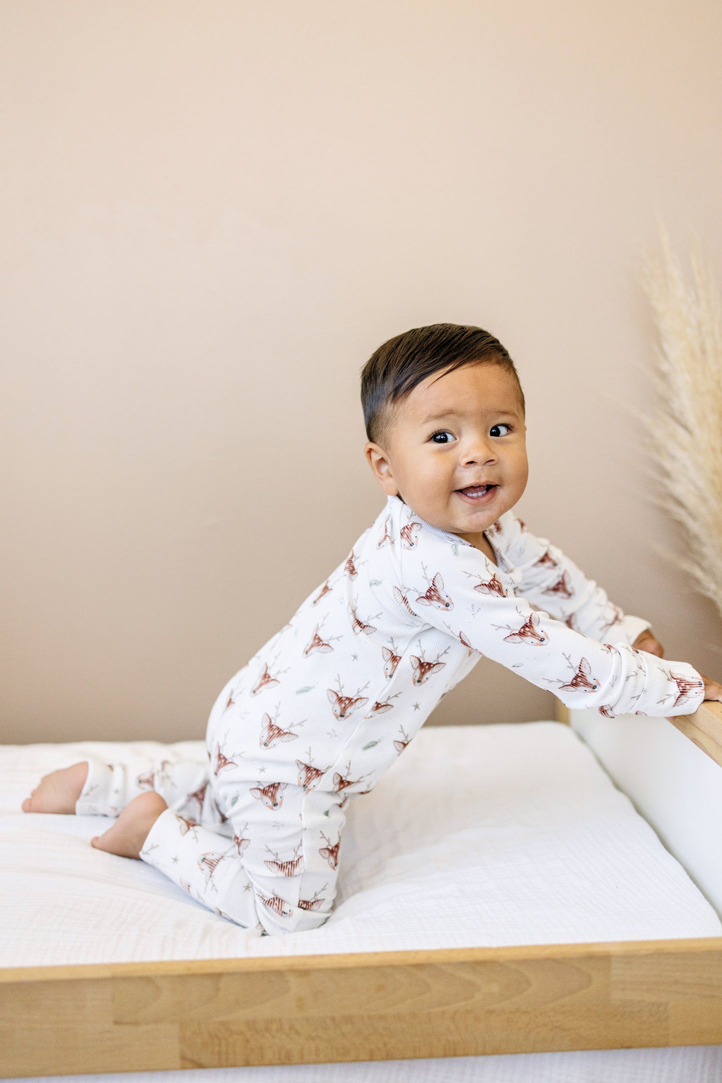 Reindeer Games Ribbed Bamboo Zippy Pajamas *NB to 3/6m left