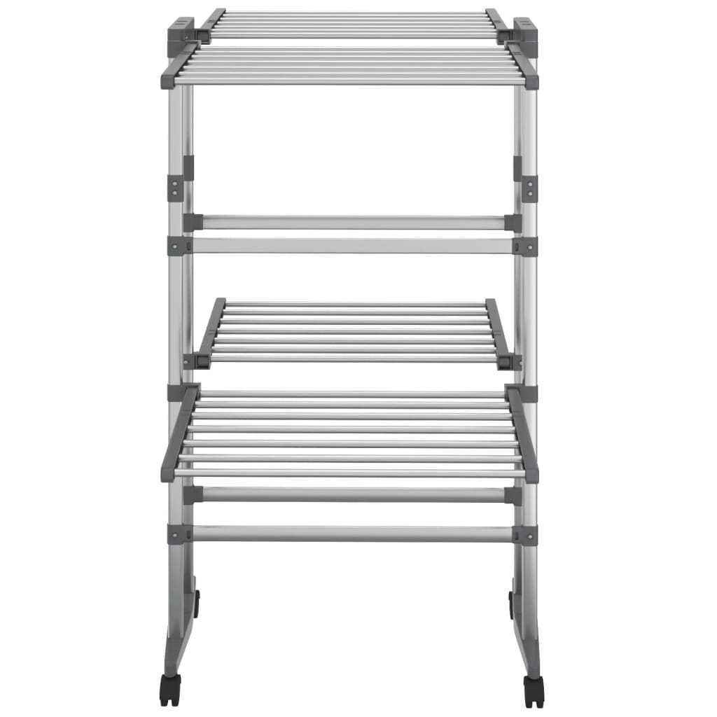 vidaXL Clothes Hanger Foldable Clothes Drying Rack Stand with Wheels Silver