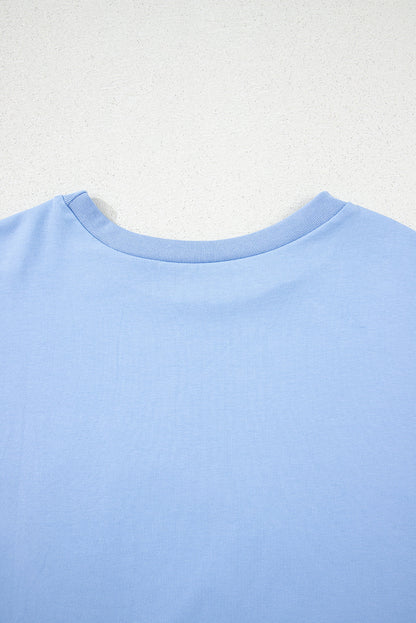 Myosotis Loose Half Sleeve Hi Low Hem T Shirt