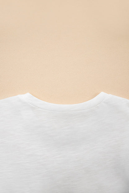 White Layered Ruffle Short Sleeve Round Neck Top