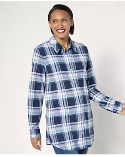 Denim & Co. Regular Heavenly Jersey Button Front Tunic