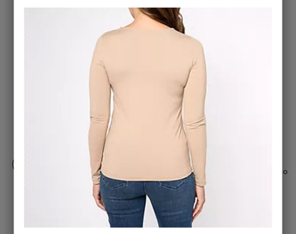 Susan Graver Smoothing Essentials Jersey Ballet Neck Top. Black/Large