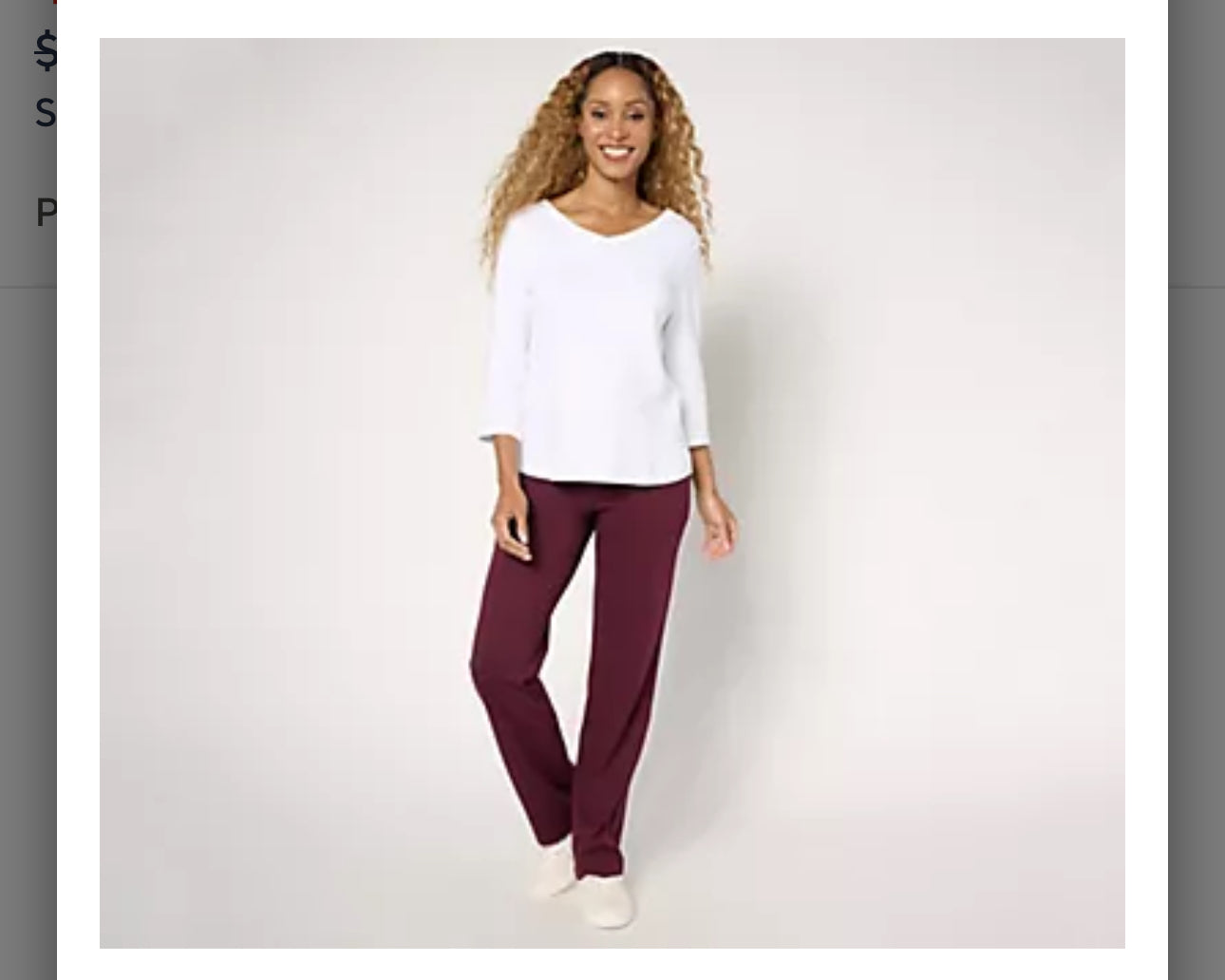 "As Is" Isaac Mizrahi Live! Tall Essentials Pima Flex Straight Pants. Burgundy/Tall Large