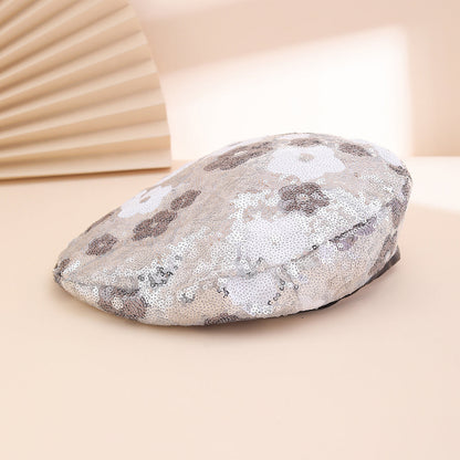 Sequin Flower Beret – Trendy Painter's Hat for Women | Outdoor & Everyday Style