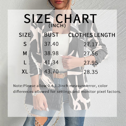 Women's Abstract Print Blazer Button Long Sleeve Work Jacket