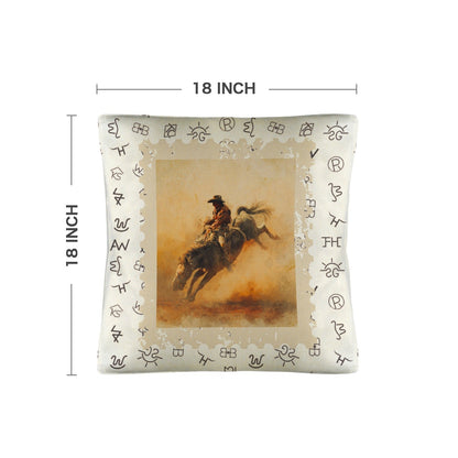 Baha Ranch Vintage Rodeo Stamp Throw Pillow Made in America